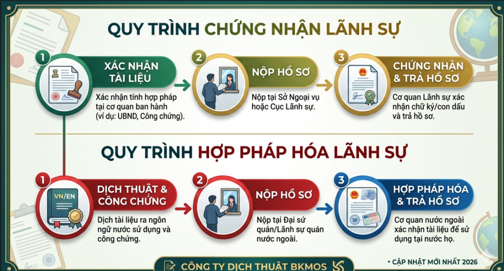 Quy trình hợp pháp hóa lãnh sự và chứng nhận lãnh sự
