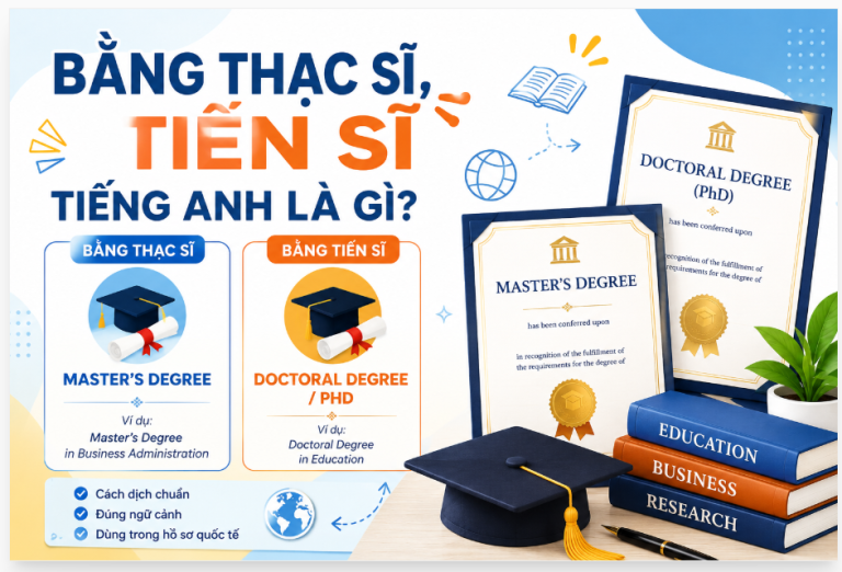 Bằng thạc sĩ, tiến sĩ tiếng Anh là gì