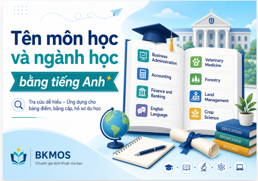 Tên môn học và ngành học bằng tiếng anh