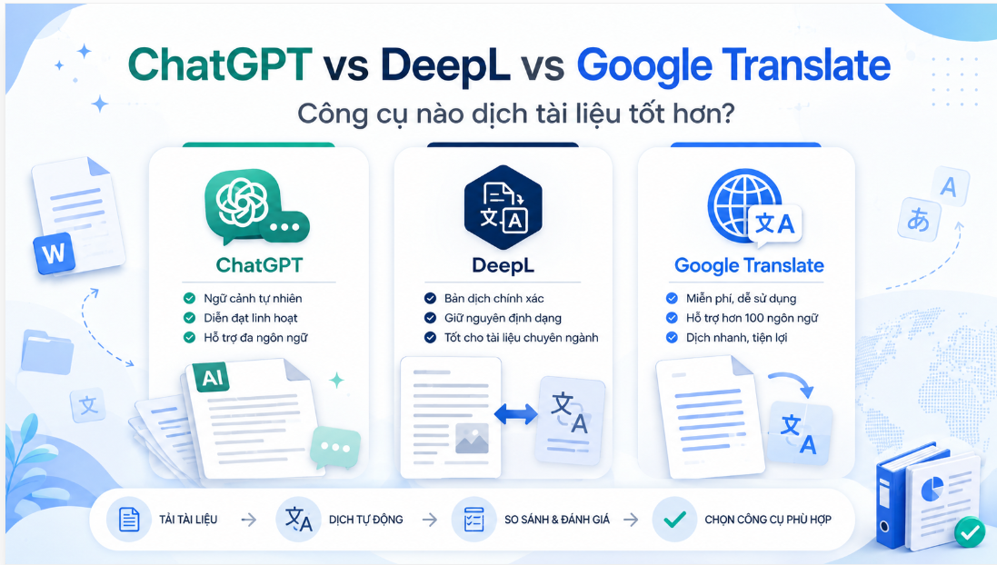 ChatGPT, DeepL hay Google Translate dịch tài liệu tốt hơn?